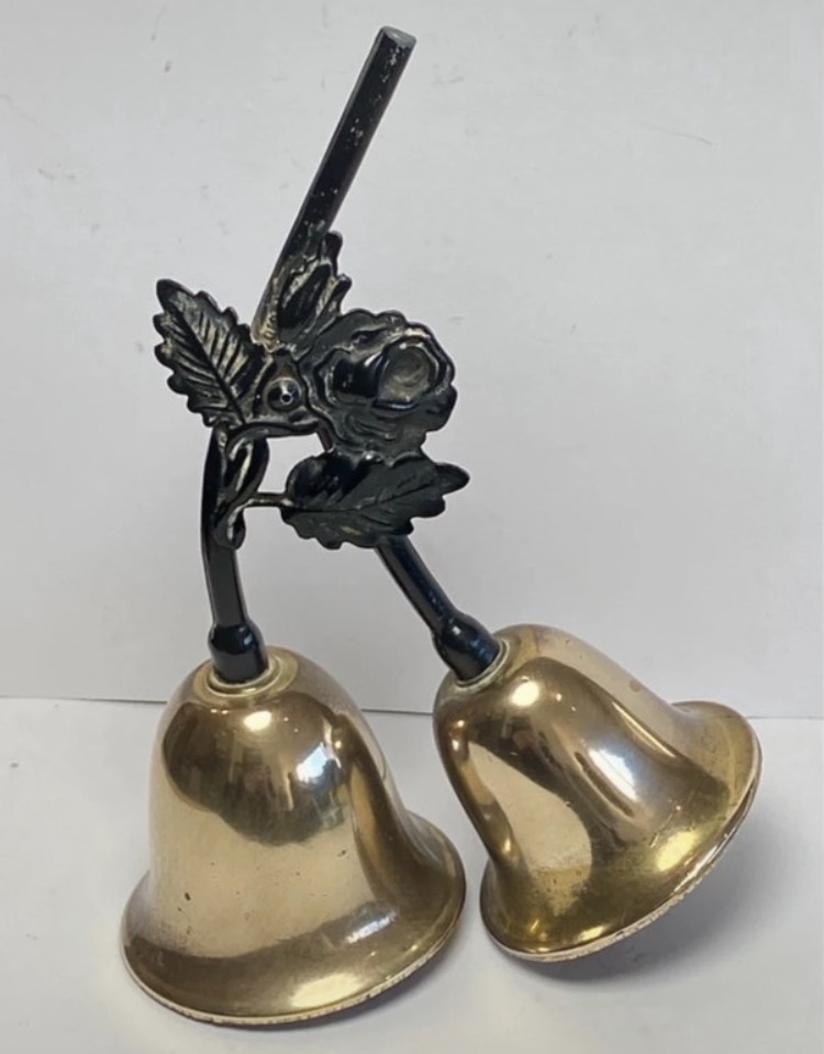 Lot 168: 1950s Brass Twin Call Bell — Rose Handle