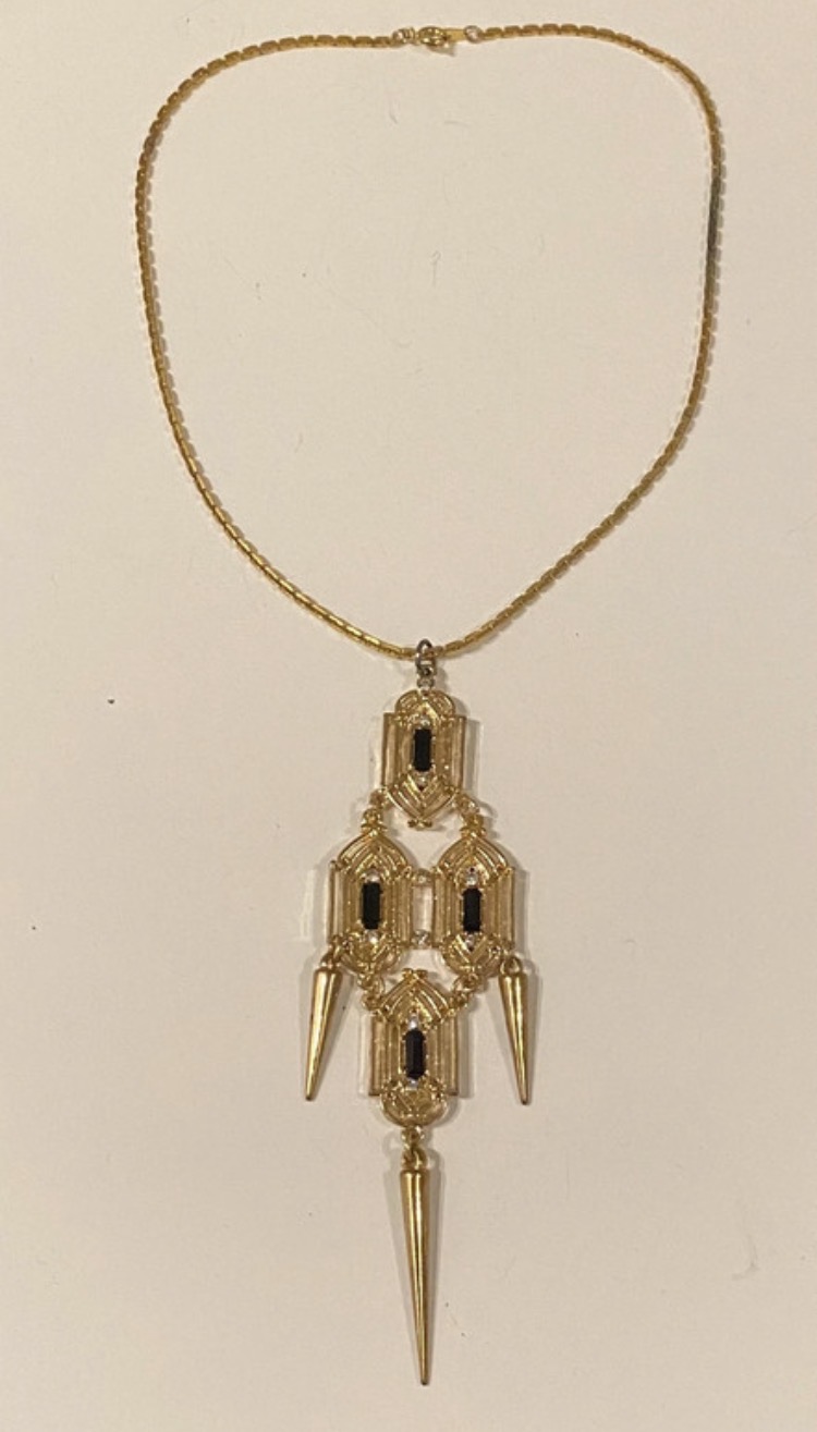 1980s-art-deco-revival-statement-pendant-necklace-gold-tone-black-113-2