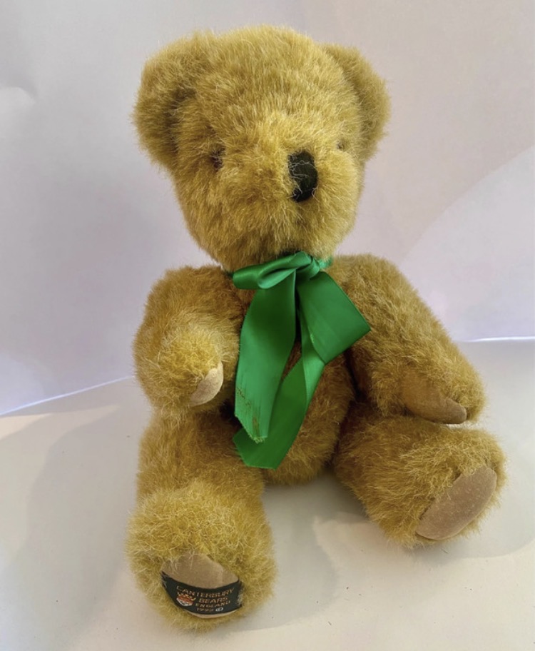 Lot 097: 1992 Canterbury Bears Teddy Bear — Jointed Plush with Green Bow