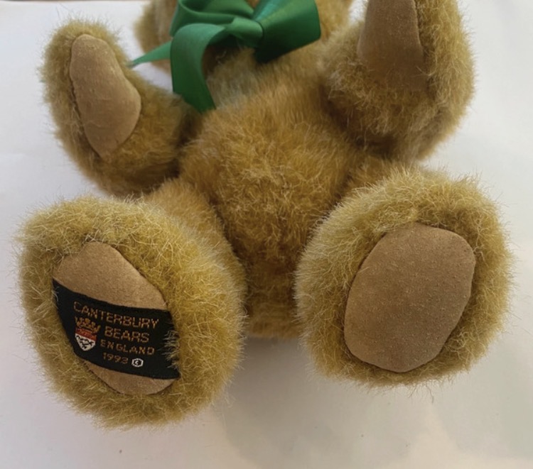 1992-canterbury-bears-teddy-bear-jointed-plush-with-green-bow-097-3