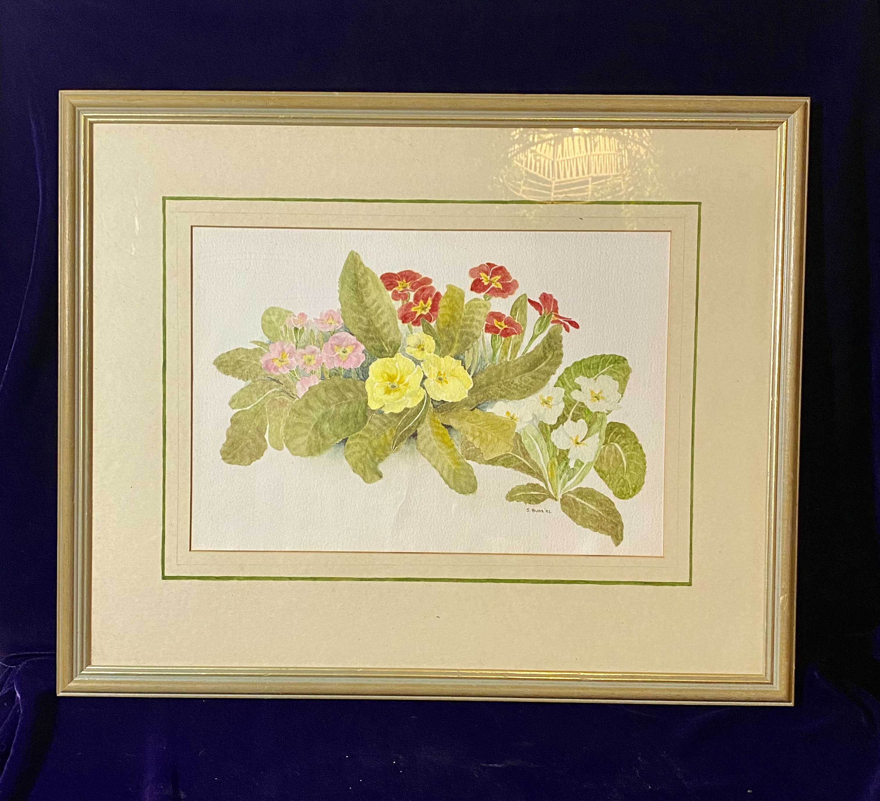 Lot 052: 1992 Shirley Burr Watercolor Painting — Primroses