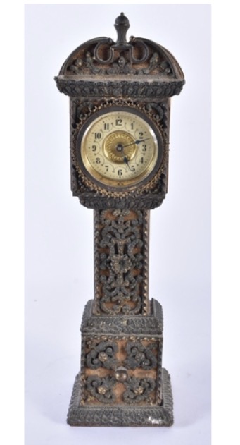 Lot 024: Antique Miniature Bronze Mounted Longcase Clock