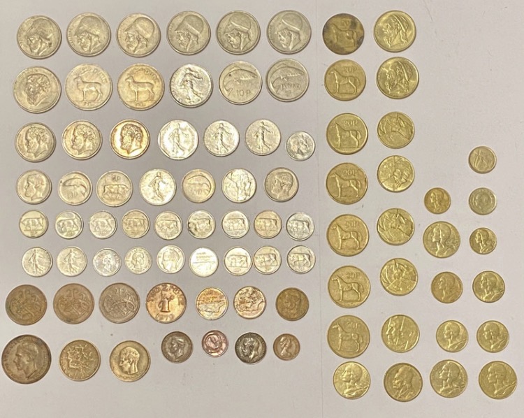 Lot 141: Collection of 85 Vintage Irish & European Coins — Late 20th Century