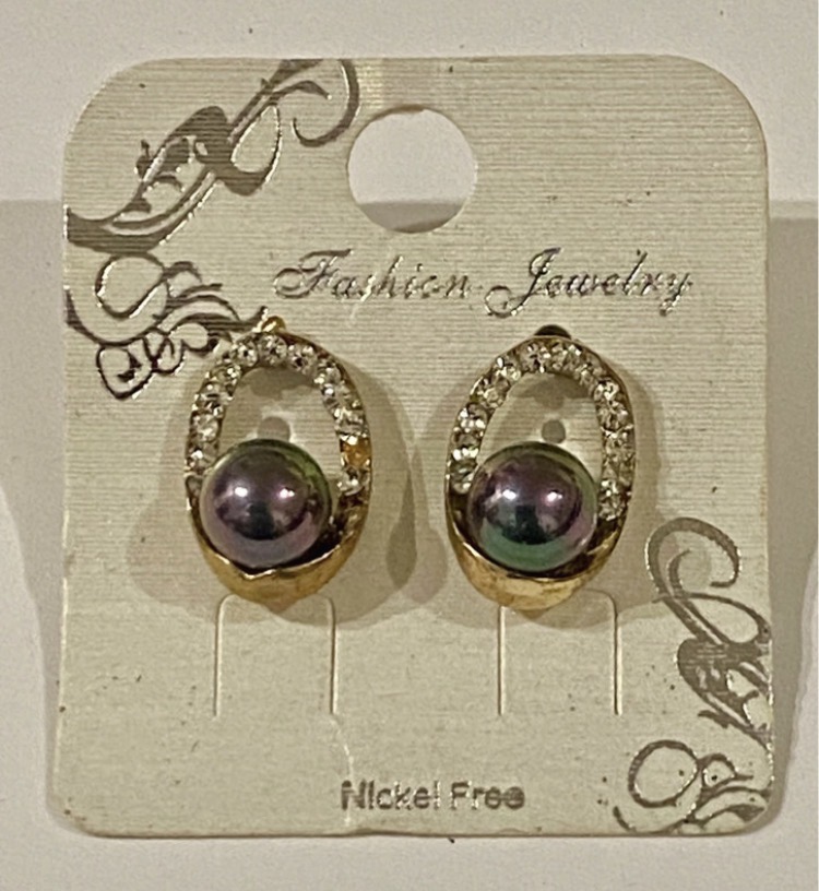 Lot 126: Cukki Madrid Vintage Deadstock Iridescent Pearl Hoop Earrings