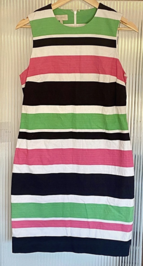 Lot 171: Hobbs London Striped Shift Dress — Multi Colour, UK Size 12