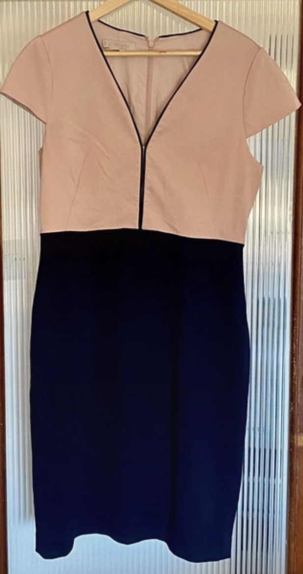Lot 172: Hobbs London UK 14 Two-Tone Shift Dress — Pink & Navy