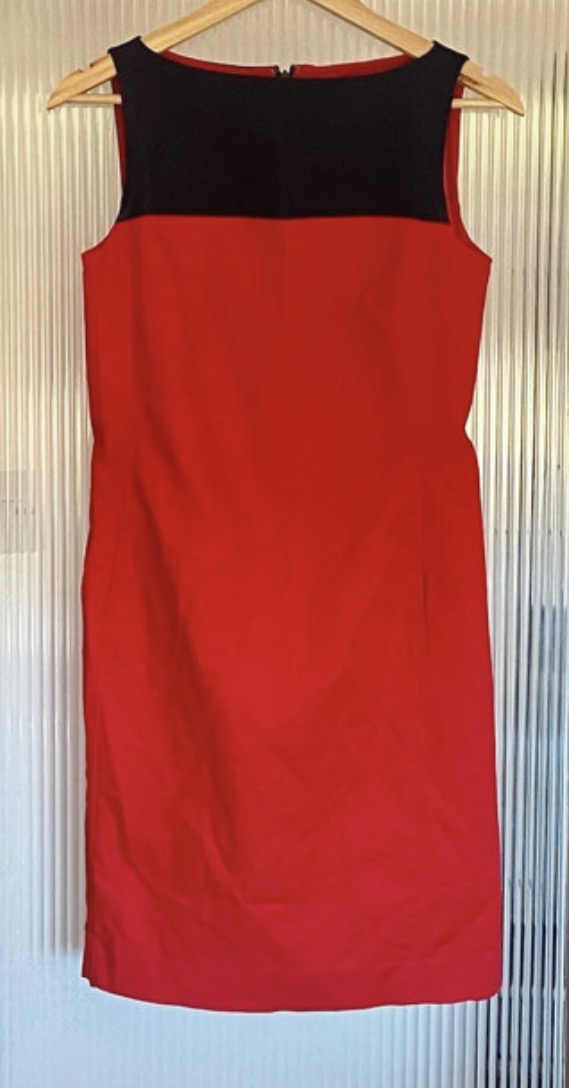 Lot 174: Lauren Ralph Lauren Red & Navy Colorblock Sheath Dress — Size UK 8