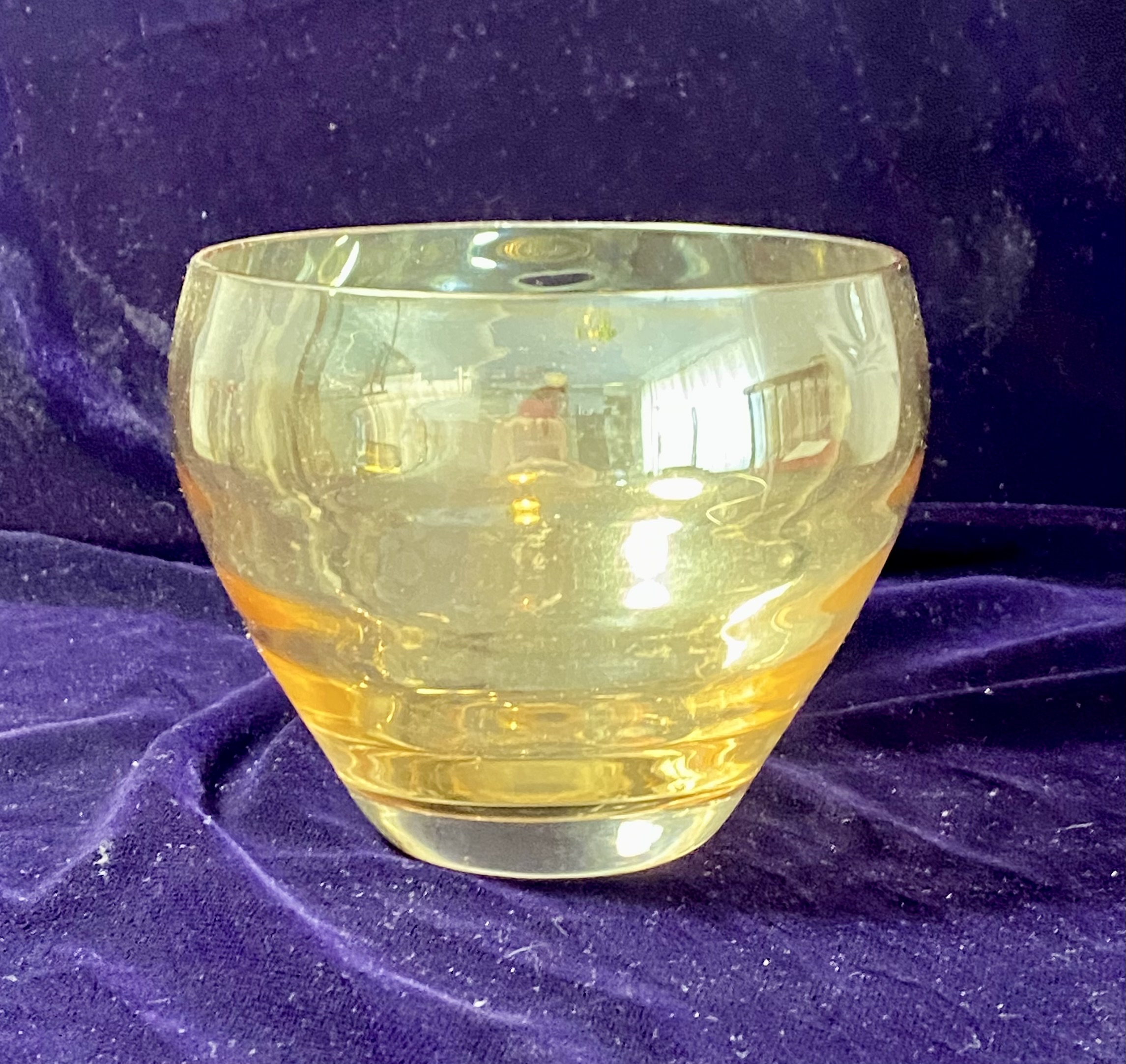 Lot 056: Mid-20th Century Iridescent Amber Carnival Glass Bowl