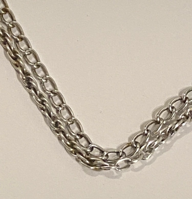 Lot 128: Modern Silver Tone Double Strand Necklace — Minimalist Design