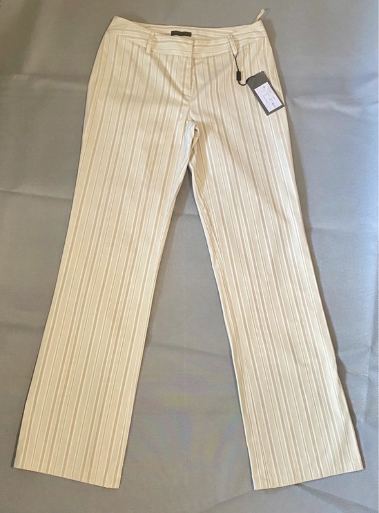 Lot 187: New CCDK Copenhagen Cream & Beige Striped Trousers — UK 12 / EU 38