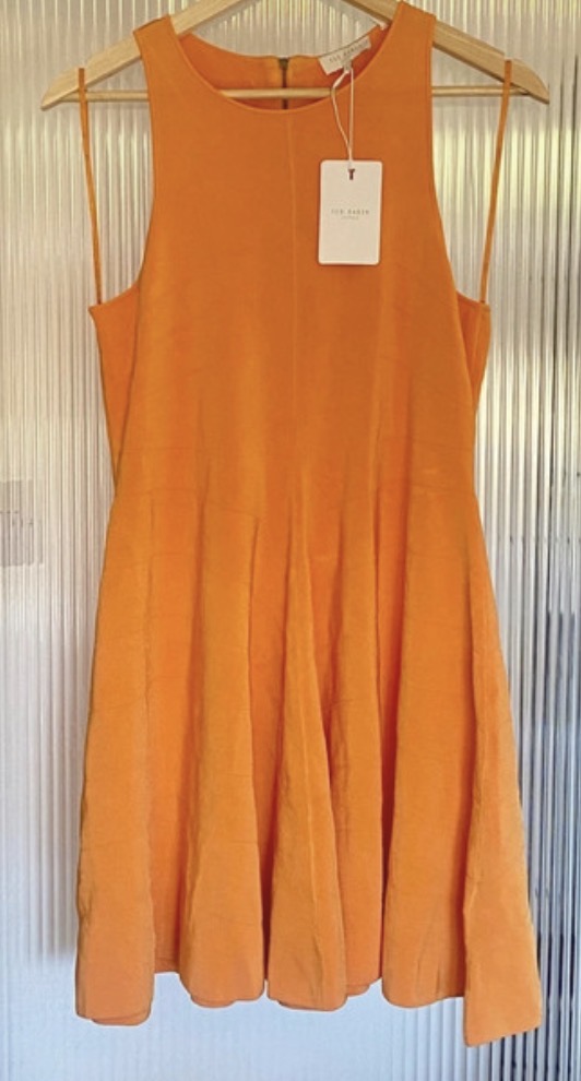 Lot 175: New Ted Baker 'Salny' Dark Orange Knit Dress — Size UK 16