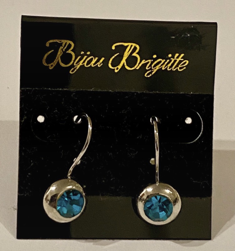 Lot 124: New Y2K Bijou Brigitte Crystal Drop Earrings — Teal/Silver