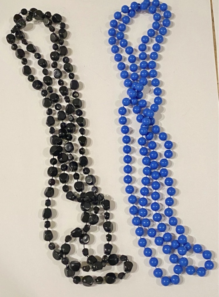 Lot 117: Pair of 1960s Vintage Bead Necklaces — Blue & Black Mod Style