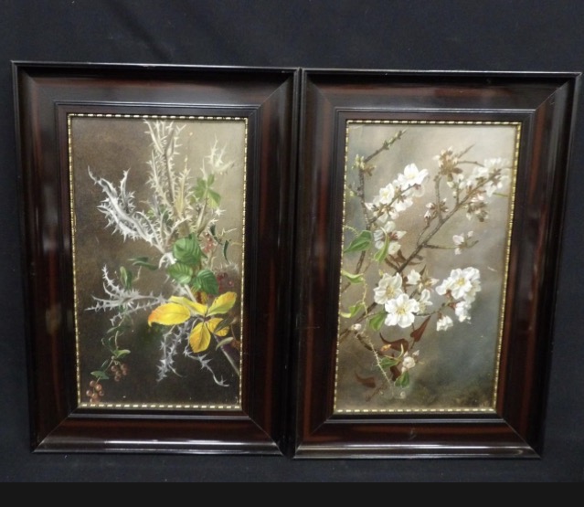 Lot 023: Pair of Botanical Oleographs in Dark Frames