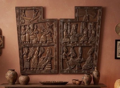 Lot 018: Pair of Early 20th Century Yoruba Carved Panels