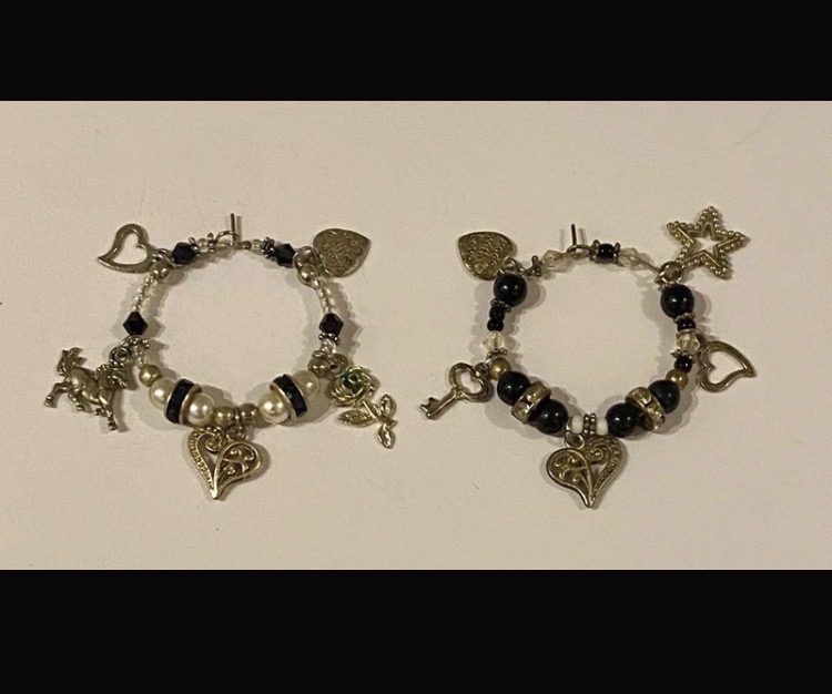 Lot 120: Pair of Handmade Silver-Plated Hoop Earrings with Charms