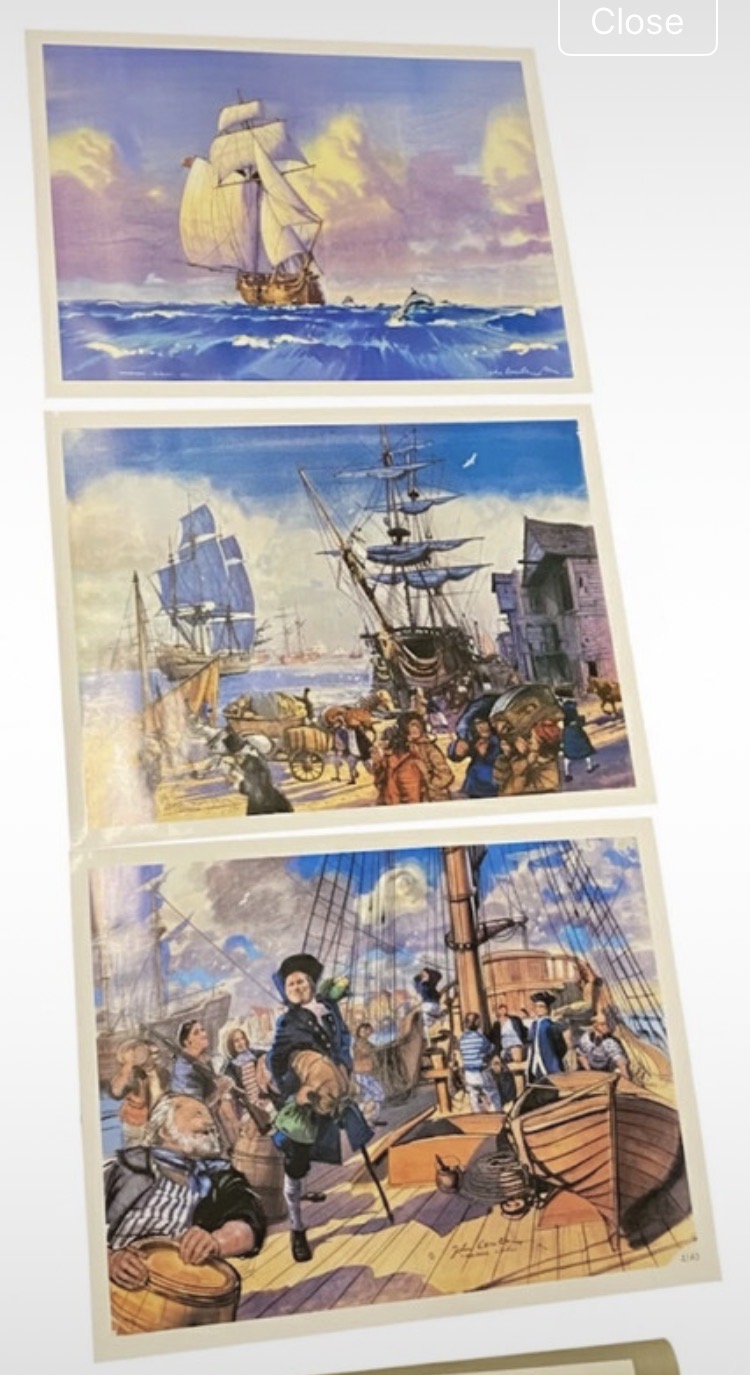 Lot 033: Set of 3 John Worsley Treasure Island Lithographs, 1972