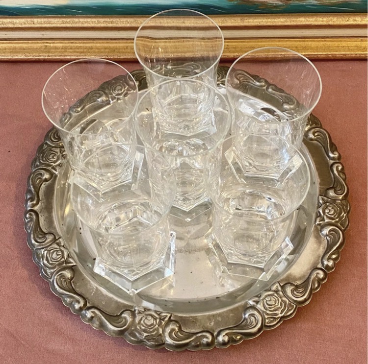 set-of-6-vintage-luminarc-topaz-crystal-glasses-silver-plated-tray-100-2