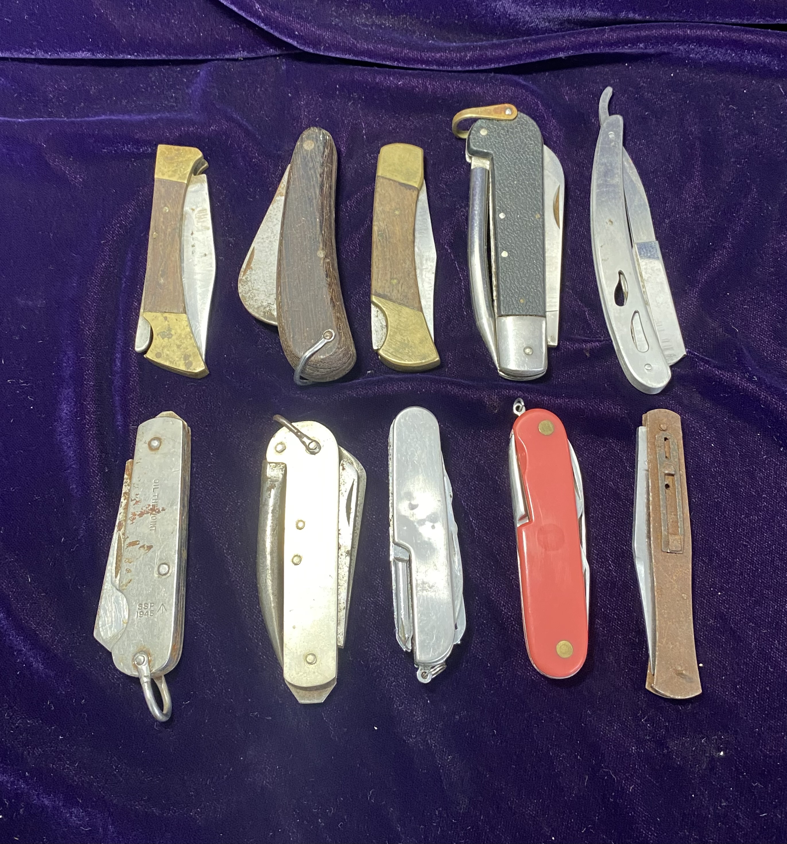 Lot 078: Set of Ten Vintage Pocket Knives — Various Styles & Eras