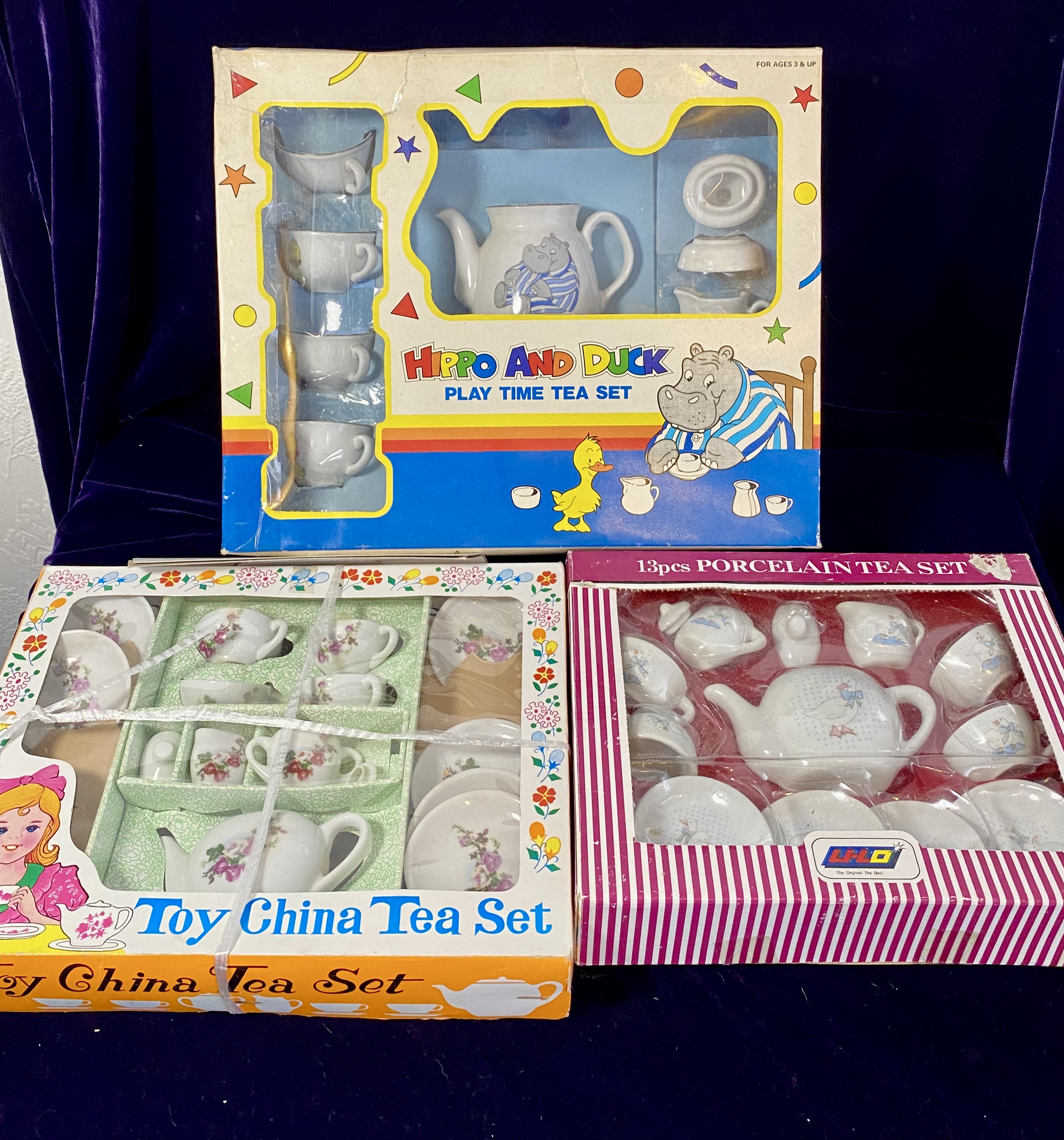 Lot 084: Set of Three Vintage Children's Tea Sets — Various Designs