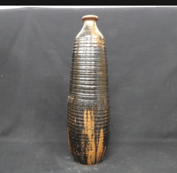 Lot 021: Tall Studio Pottery Vase with Signature, 74cms