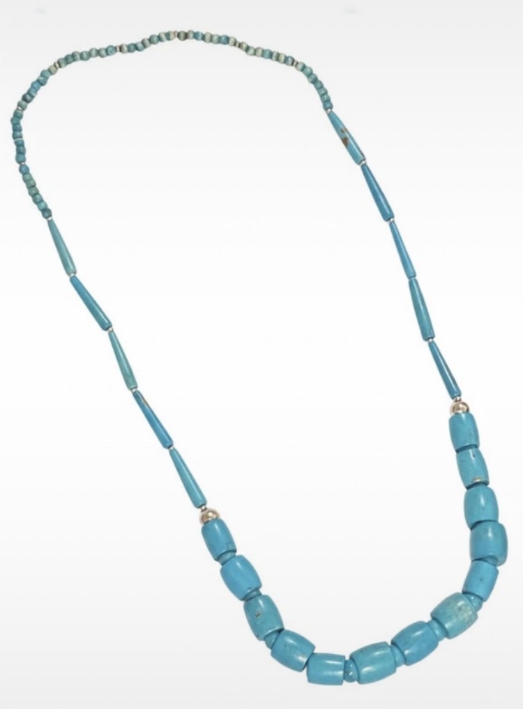 Lot 118: Vintage Chunky Turquoise Blue Wooden Statement Necklace