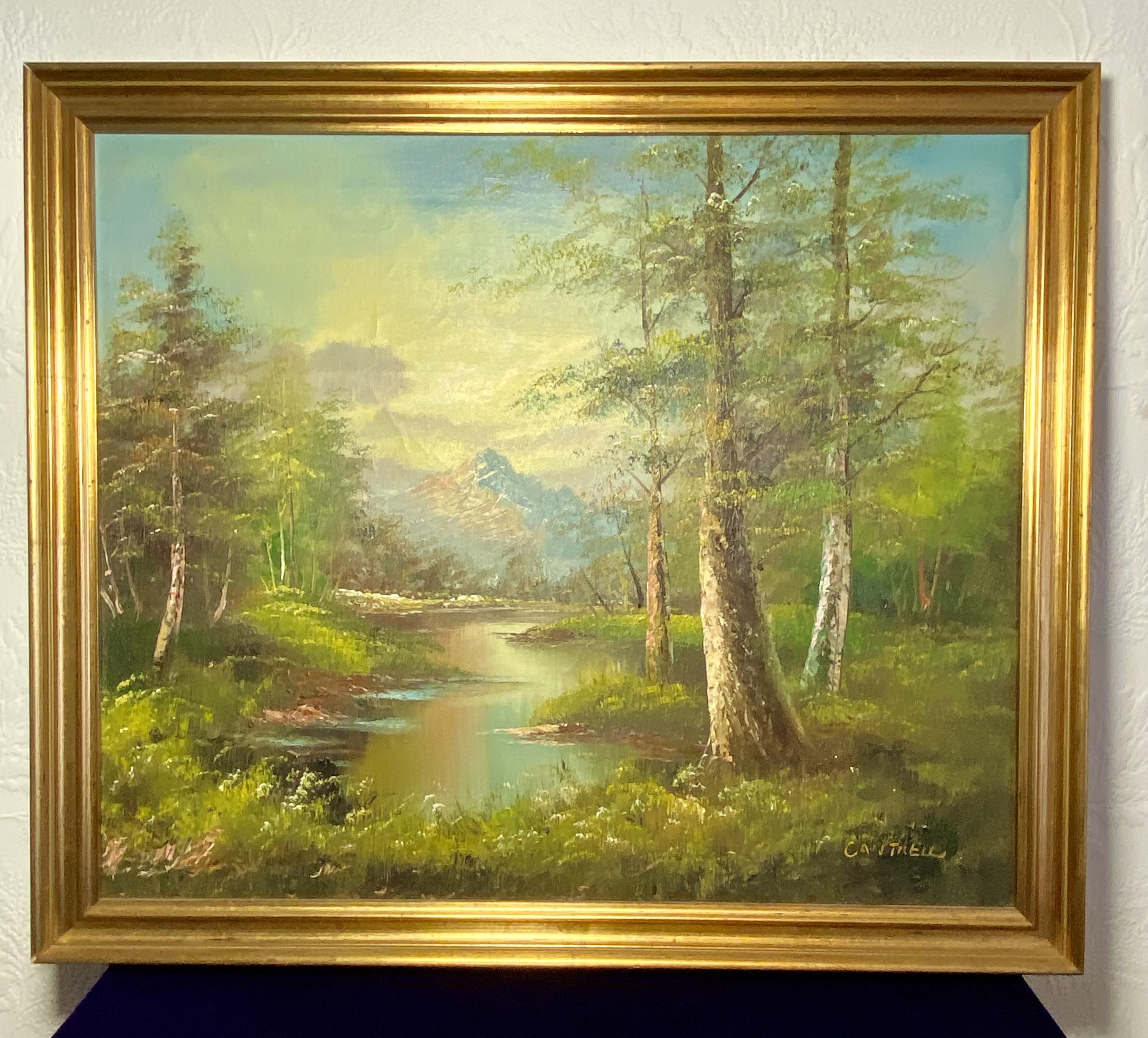 Lot 202: Vintage Framed Oil Painting by Cantrell — Forest Landscape