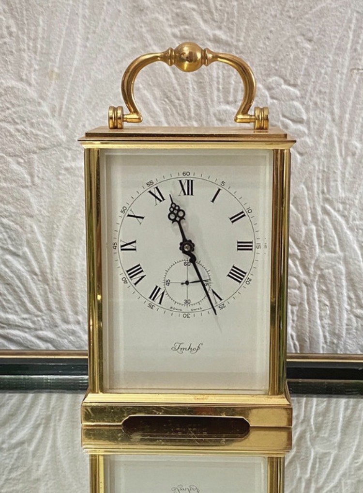 Lot 010: Vintage Imhof Swiss 8-Day Carriage Clock – 15 Jewels