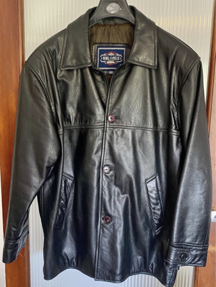 Lot 192: Vintage Late 90s The Rebel Pelle Leather Car Coat — Black, Men's M