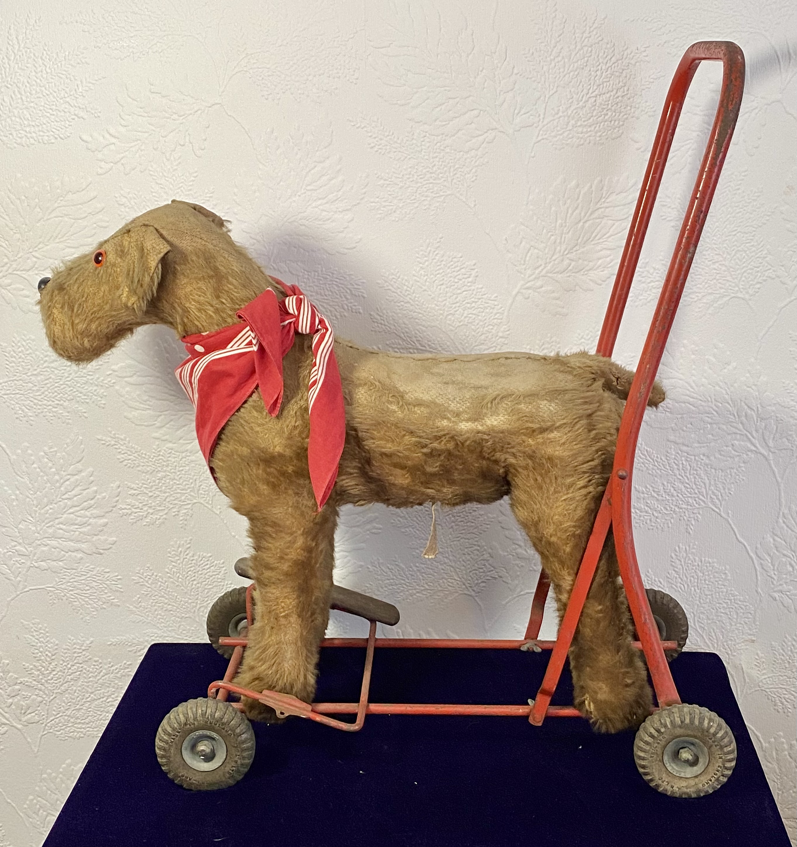 Lot 088: Vintage Push Along Dog Toy — Nursery Animal Ride-On