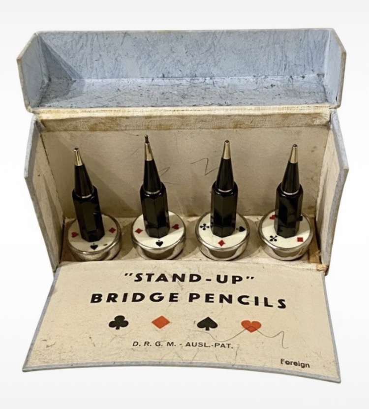 Lot 036: Vintage Set of 4 'Stand-Up' Bridge Pencils with Original Box