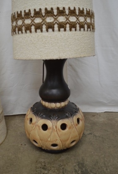 Lot 017: West German 1970s Ceramic Pottery Lamp with Shade