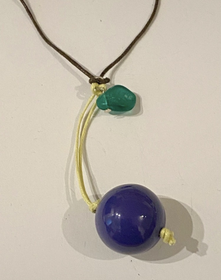 Lot 114: Y2K Purple Acrylic Orb & Green Bead Necklace